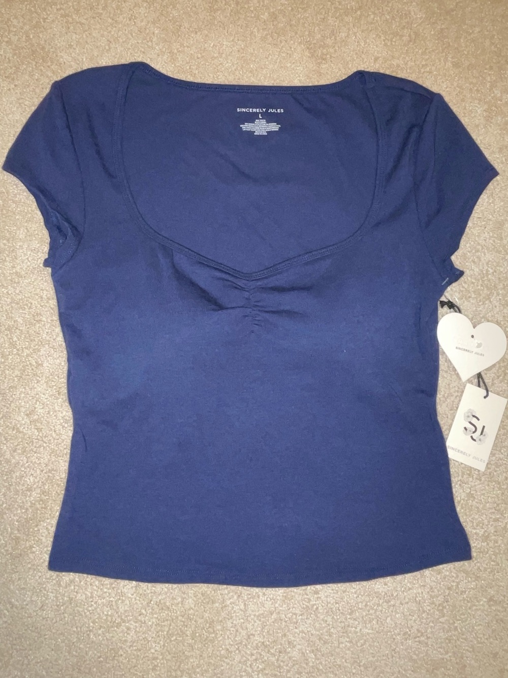 🦋NWT Sincerely Jules Navy Short Sleeve Scoop Neck Top